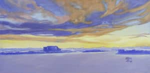 Oil painting by Ellen Lorne — Southeast Calgary Sunset