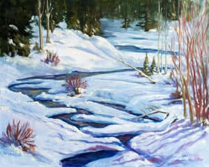 Oil painting by Ellen Lorne — Winter Stream